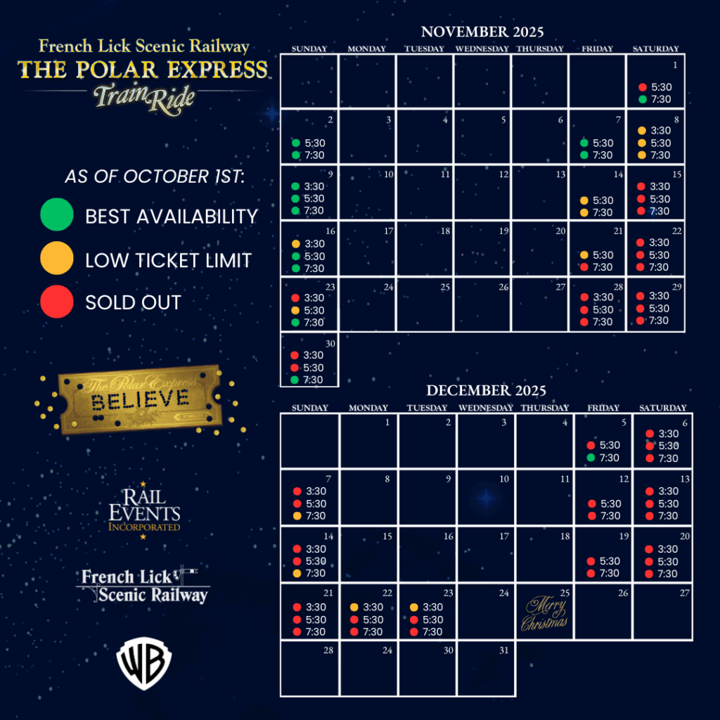 November through December Polar Express Dates